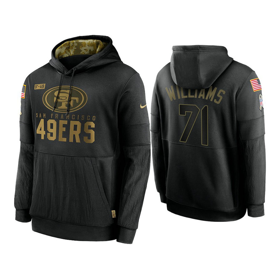 San Francisco 49ers #71 Trent Williams Black 2020 Salute to Service Sideline Performance Pullover Hoodie