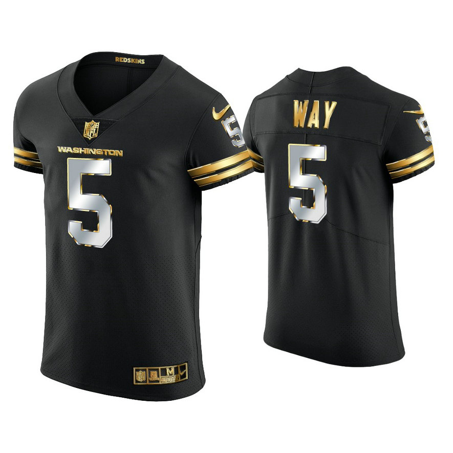 Washington Football Team #5 Tress Way Black Golden Edition Vapor Elite Jersey
