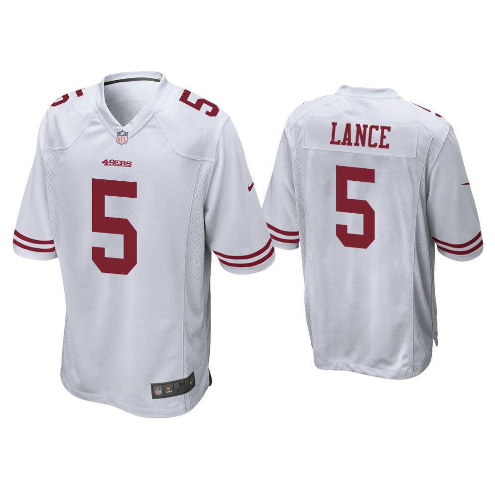 San Francisco 49ers #5 Trey Lance White 2021 NFL Draft Game Jersey