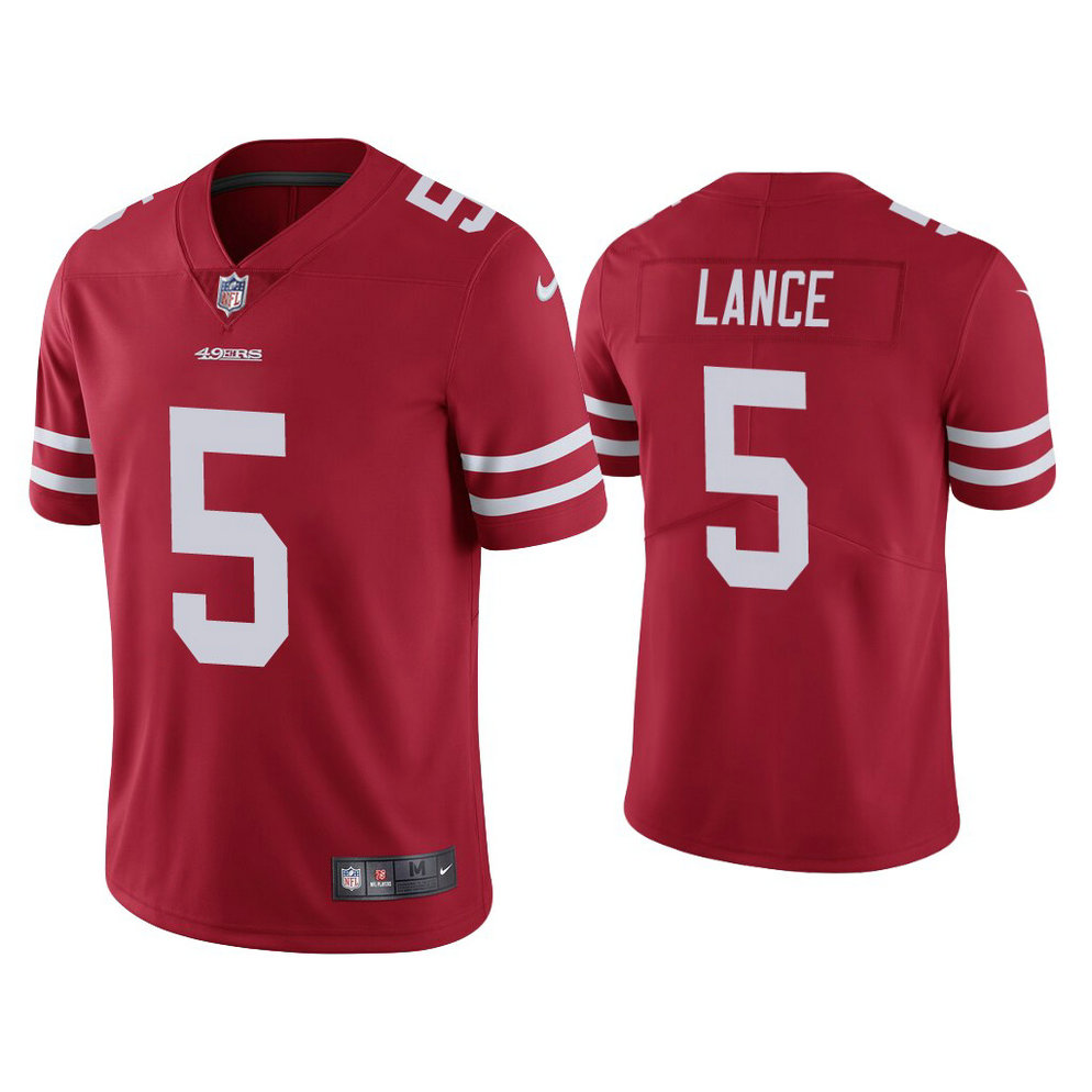 San Francisco 49ers #5 Trey Lance Scarlet 2021 NFL Draft Vapor Limited Jersey San Francisco 49ers #5 Trey Lance Scarlet 2021 NFL Draft Vapor Limited Jersey