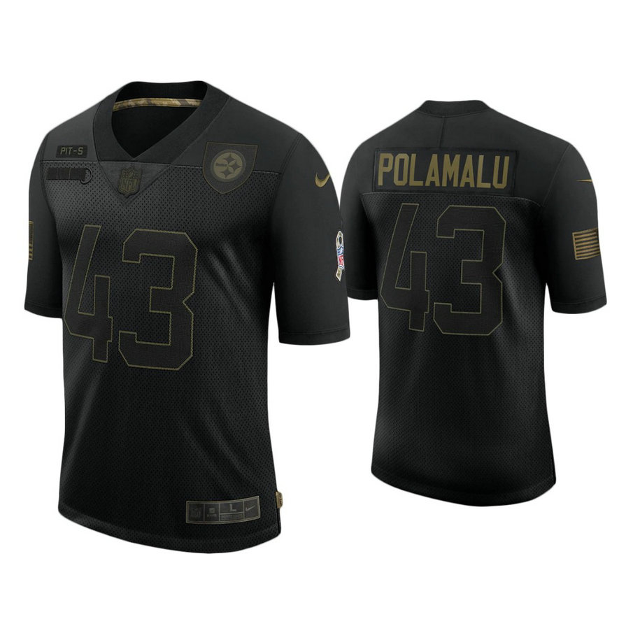 Pittsburgh Steelers #43 Troy Polamalu Black 2020 Salute to Service Limited Jersey