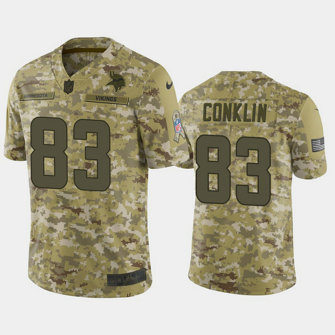 Minnesota Vikings Tyler Conklin #83 Camo Jersey 2018 Salute to Service Minnesota Vikings Tyler Conklin #83 Camo Jersey 2018 Salute to Service
