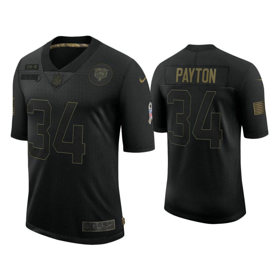 Chicago Bears #34 Walter Payton Black 2020 Salute to Service Limited Jersey