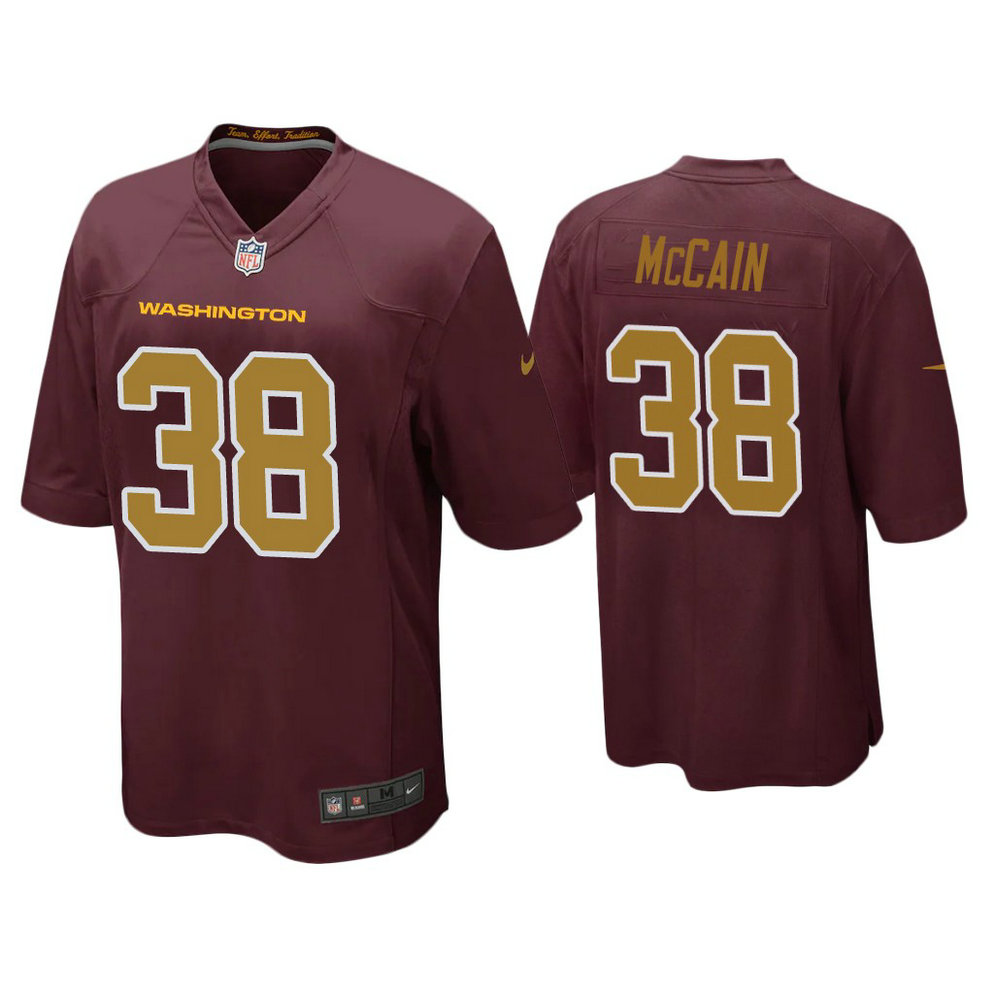 Washington Football Team #38 Bobby McCain Burgundy Alternate Game Jersey
