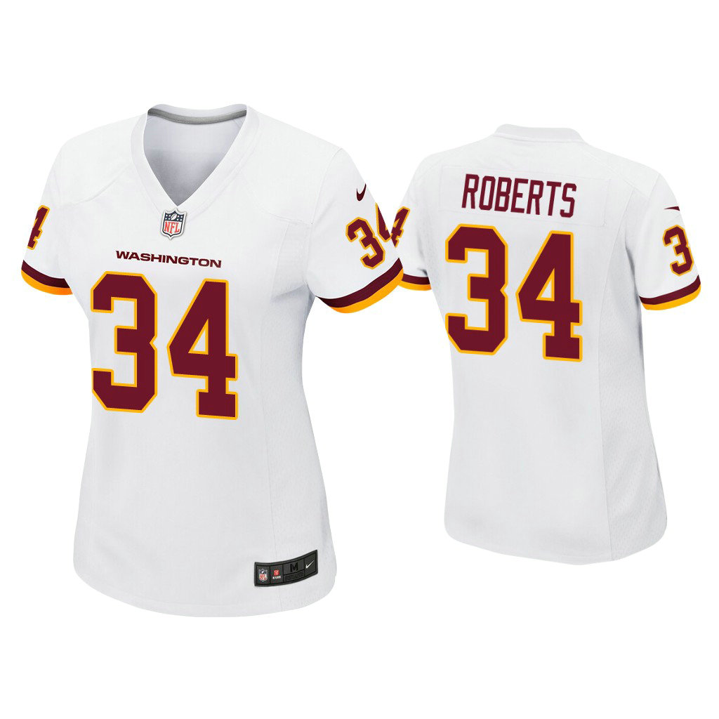 Women's Washington Football Team #34 Darryl Roberts White Game Jersey