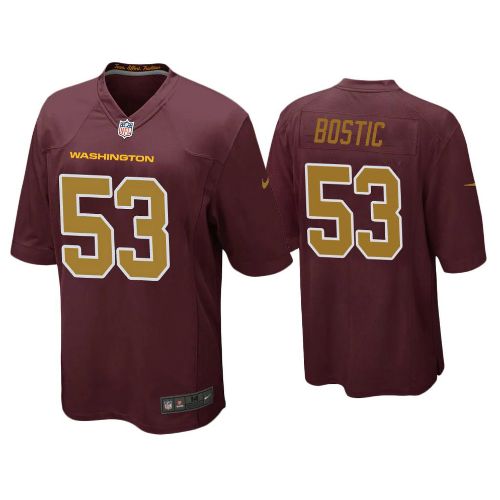 Washington Football Team #53 Jon Bostic Burgundy Alternate Game Jersey