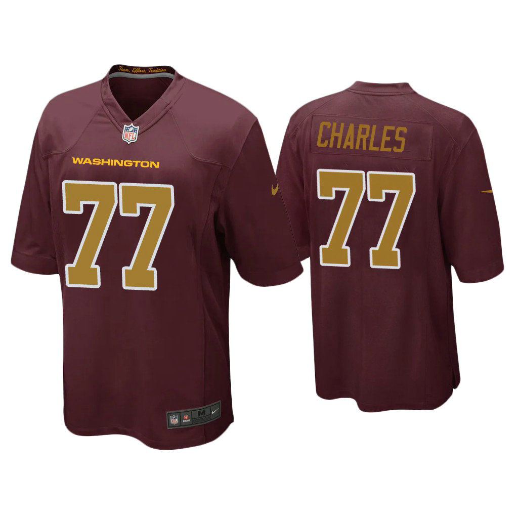 Washington Football Team #77 Saahdiq Charles Burgundy Alternate Game Jersey