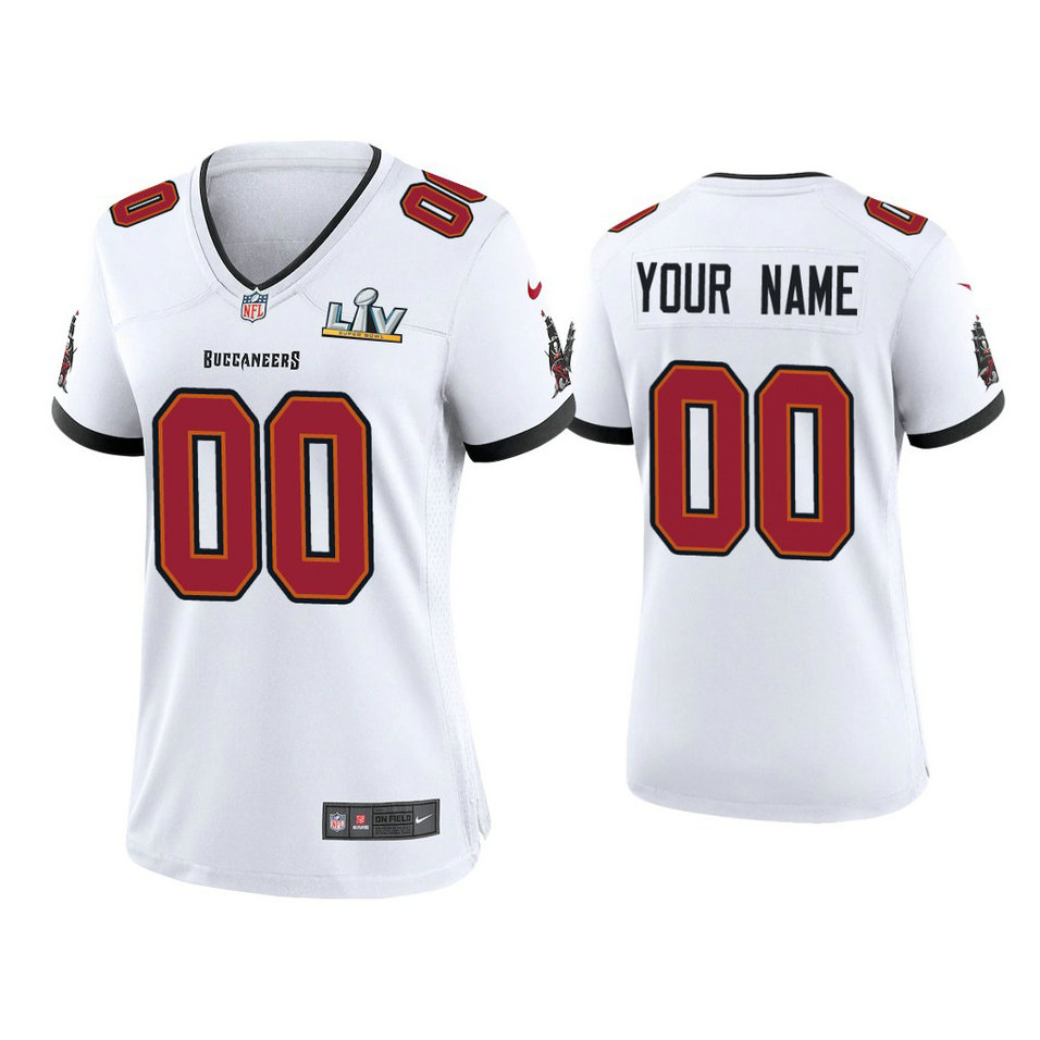 Custom Women's 2021 Tampa Bay Buccaneers #00 White Super Bowl LIV White Game Jersey
