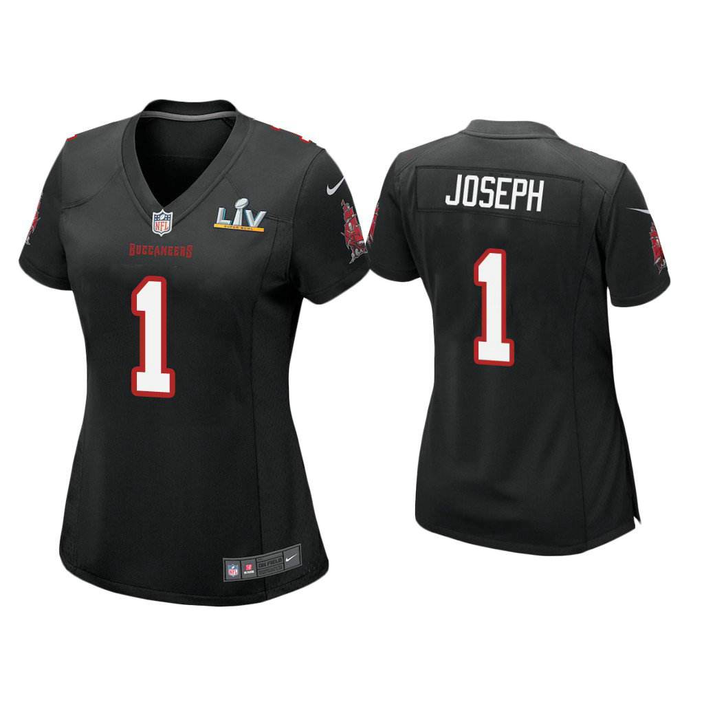 Women's 2021 Tampa Bay Buccaneers #1 Greg Joseph Black Super Bowl LIV Black Game Fashion Jersey Women's 2021 Tampa Bay Buccaneers #1 Greg Joseph Black Super Bowl LIV Black Game Fashion Jersey