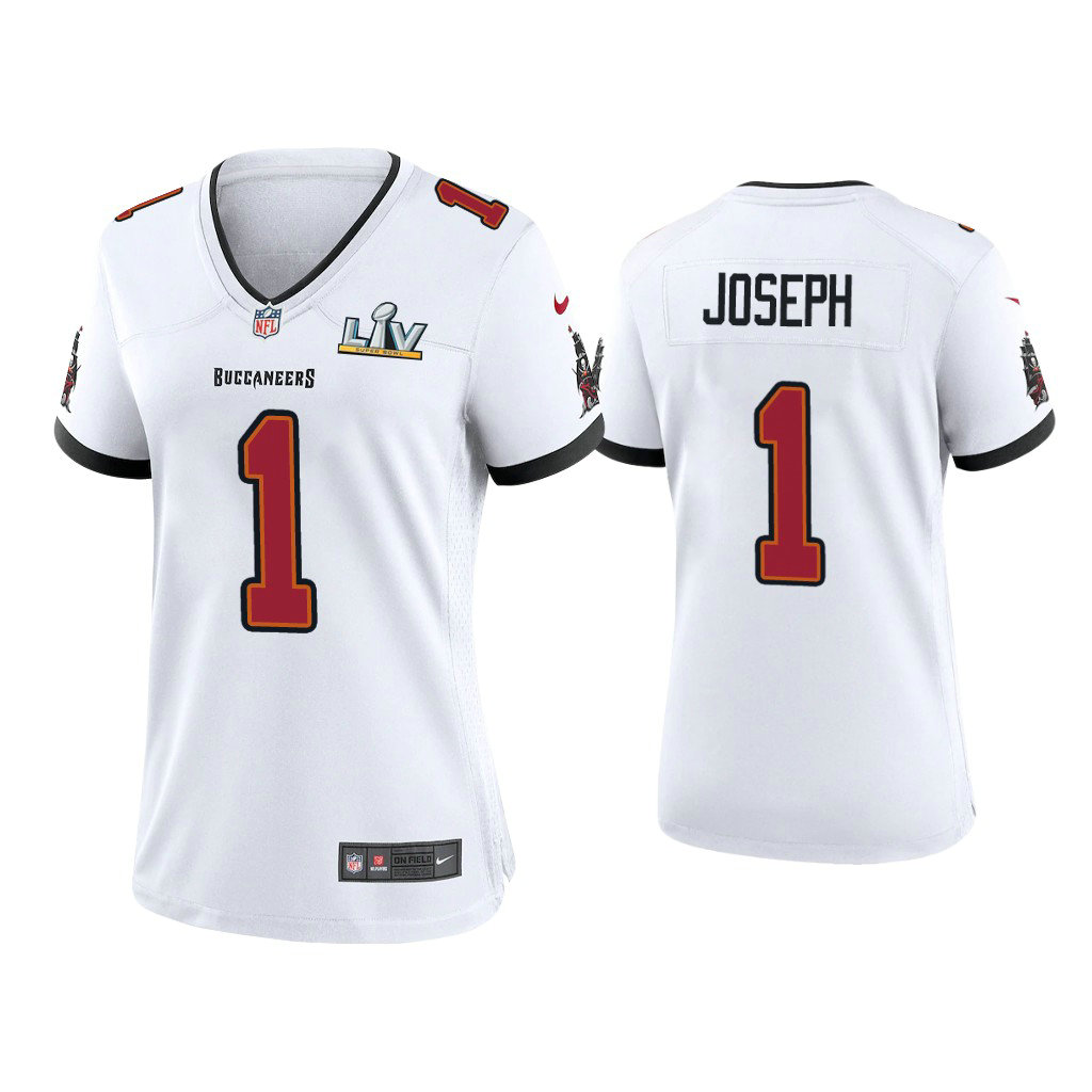 Women's 2021 Tampa Bay Buccaneers #1 Greg Joseph White Super Bowl LIV White Game Jersey Women's 2021 Tampa Bay Buccaneers #1 Greg Joseph White Super Bowl LIV White Game Jersey