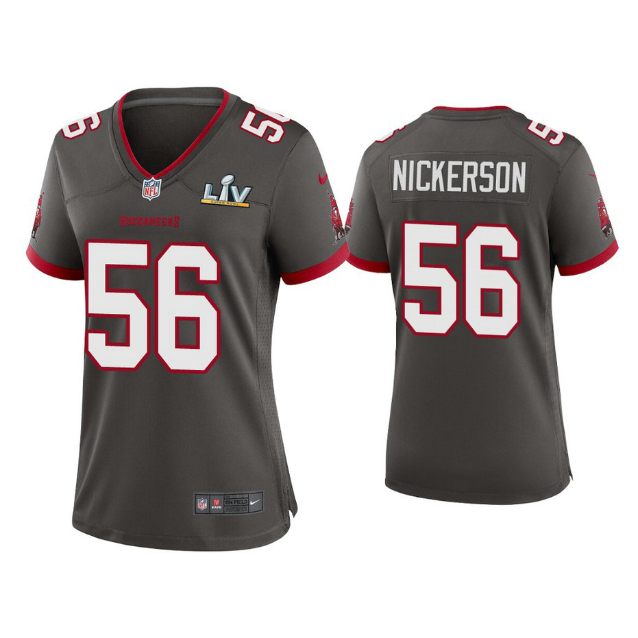 Women's 2021 Tampa Bay Buccaneers #56 Hardy Nickerson Pewter Super Bowl LIV Pewter Game Jersey Women's 2021 Tampa Bay Buccaneers #56 Hardy Nickerson Pewter Super Bowl LIV Pewter Game Jersey