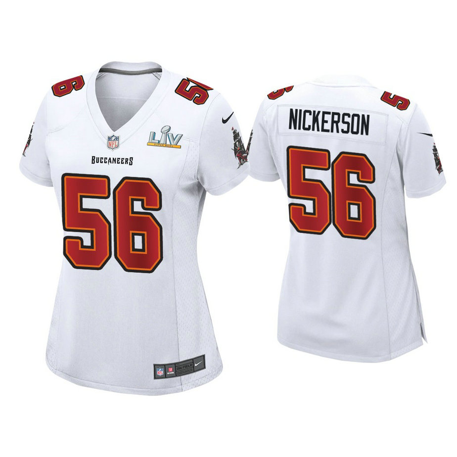 Women's 2021 Tampa Bay Buccaneers #56 Hardy Nickerson White Super Bowl LIV White Game Fashion Jersey