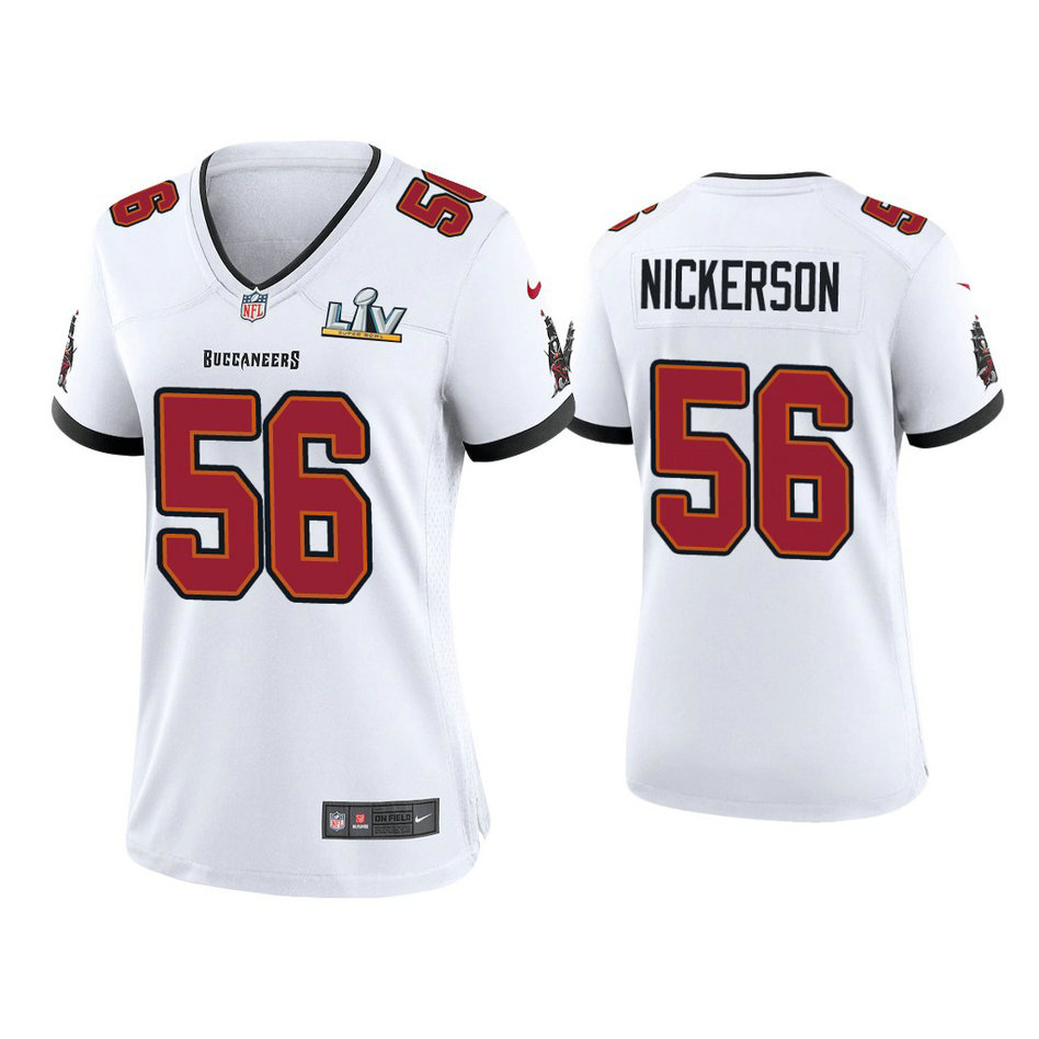 Women's 2021 Tampa Bay Buccaneers #56 Hardy Nickerson White Super Bowl LIV White Game Jersey
