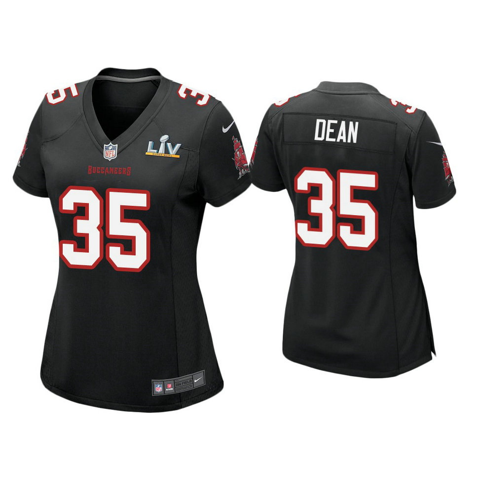 Women's 2021 Tampa Bay Buccaneers #35 Jamel Dean Black Super Bowl LIV Black Game Fashion Jersey