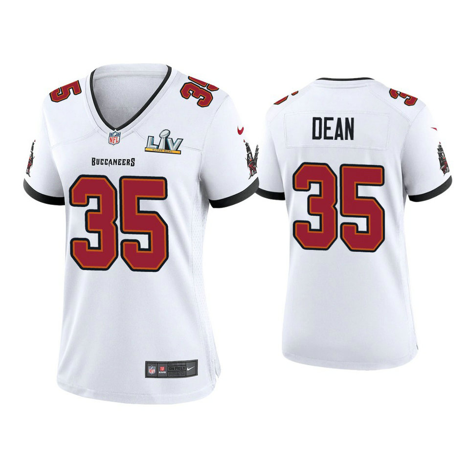 Women's 2021 Tampa Bay Buccaneers #35 Jamel Dean White Super Bowl LIV White Game Jersey