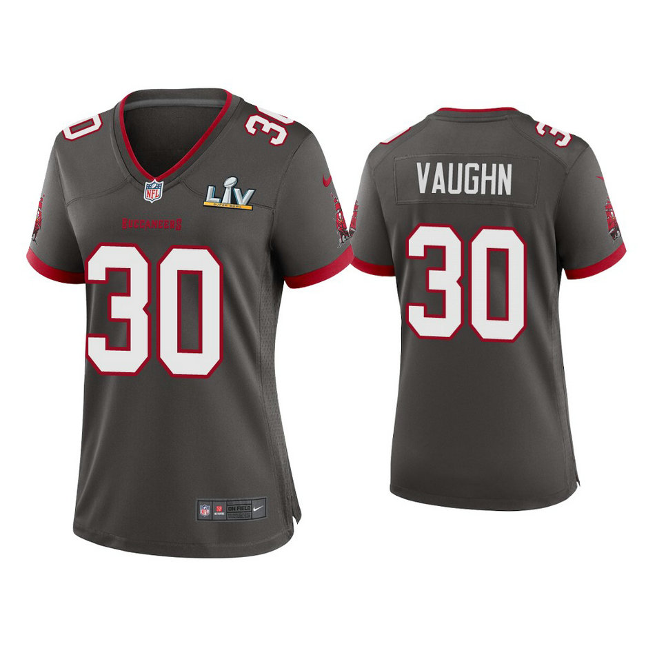 Women's 2021 Tampa Bay Buccaneers #30 Ke'Shawn Vaughn Pewter Super Bowl LIV Pewter Game Jersey Women's 2021 Tampa Bay Buccaneers #30 Ke'Shawn Vaughn Pewter Super Bowl LIV Pewter Game Jersey