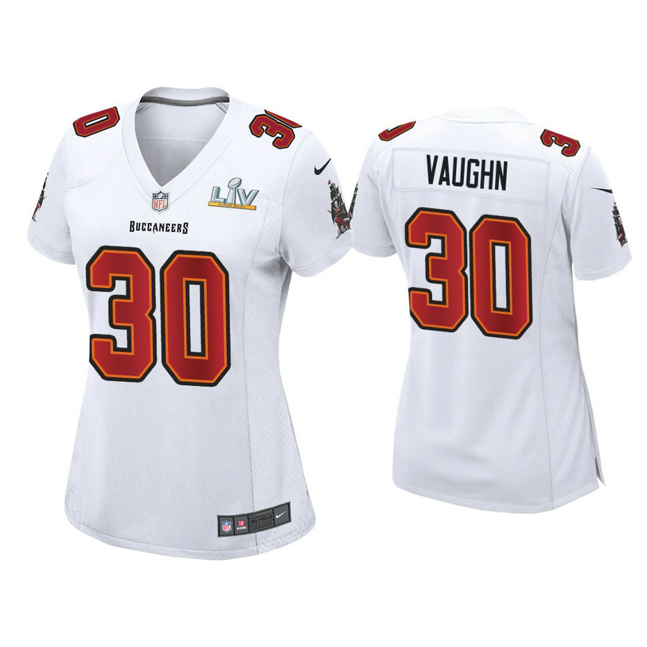 Women's 2021 Tampa Bay Buccaneers #30 Ke'Shawn Vaughn White Super Bowl LIV White Game Fashion Jersey Women's 2021 Tampa Bay Buccaneers #30 Ke'Shawn Vaughn White Super Bowl LIV White Game Fashion Jersey