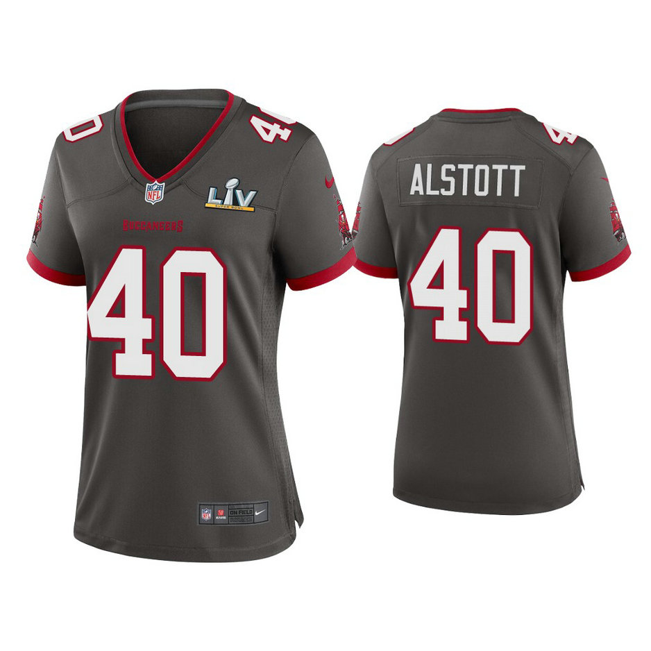 Women's 2021 Tampa Bay Buccaneers #40 Mike Alstott Pewter Super Bowl LIV Pewter Game Jersey