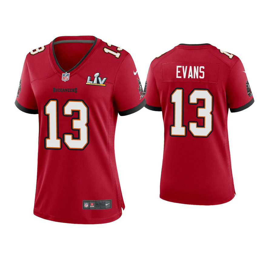 Women's 2021 Tampa Bay Buccaneers #13 Mike Evans Red Super Bowl LIV Red Game Jersey Women's 2021 Tampa Bay Buccaneers #13 Mike Evans Red Super Bowl LIV Red Game Jersey