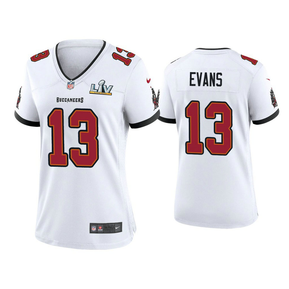 Women's 2021 Tampa Bay Buccaneers #13 Mike Evans White Super Bowl LIV White Game Jersey