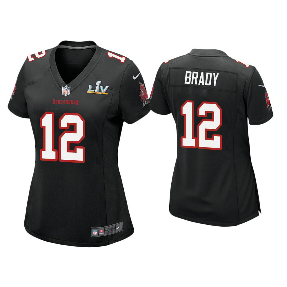 Women's 2021 Tampa Bay Buccaneers #12 Tom Brady Black Super Bowl LIV Black Game Fashion Jersey