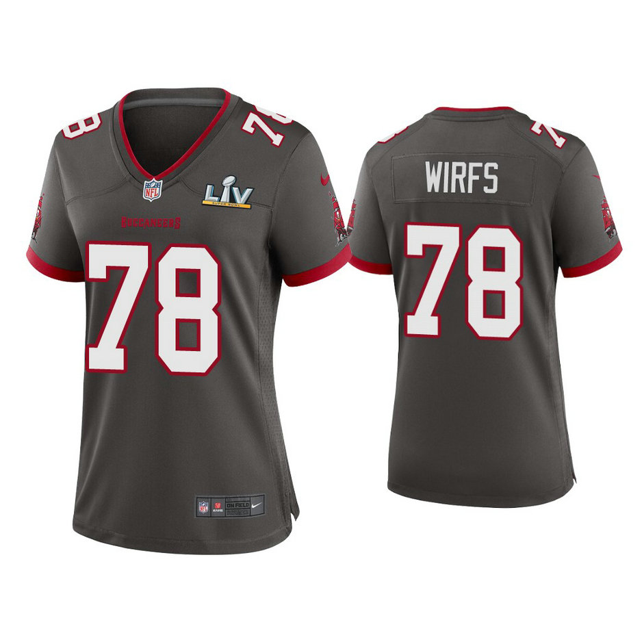 Women's 2021 Tampa Bay Buccaneers #78 Tristan Wirfs Pewter Super Bowl LIV Pewter Game Jersey Women's 2021 Tampa Bay Buccaneers #78 Tristan Wirfs Pewter Super Bowl LIV Pewter Game Jersey