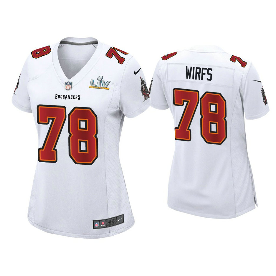 Women's 2021 Tampa Bay Buccaneers #78 Tristan Wirfs White Super Bowl LIV White Game Fashion Jersey Women's 2021 Tampa Bay Buccaneers #78 Tristan Wirfs White Super Bowl LIV White Game Fashion Jersey
