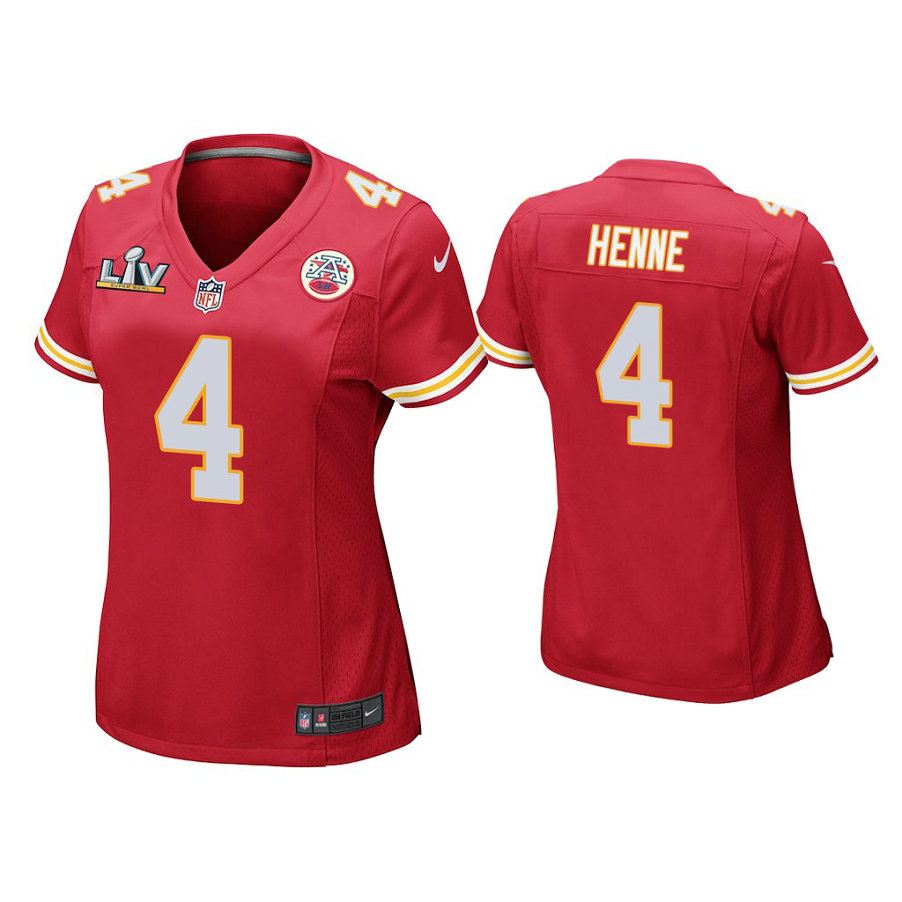 Women's 2021 Kansas City Chiefs #4 Chad Henne Red Super Bowl LIV Red Game Jersey
