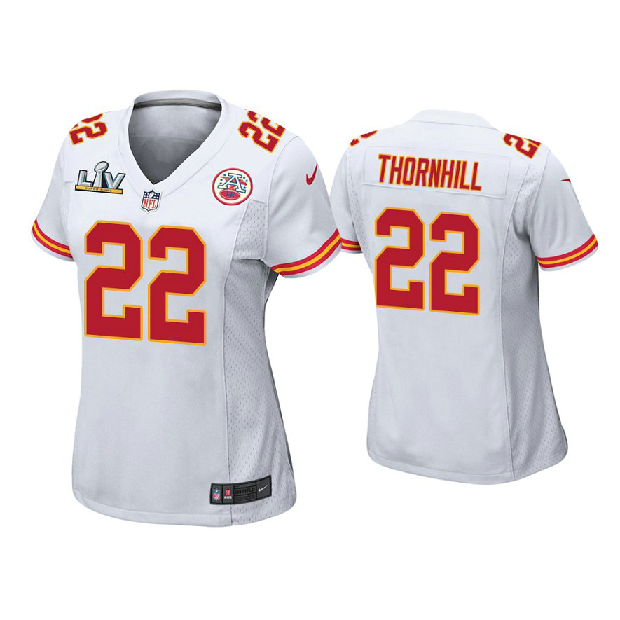 Women's 2021 Kansas City Chiefs #22 Juan Thornhill White Super Bowl LIV White Game Jersey