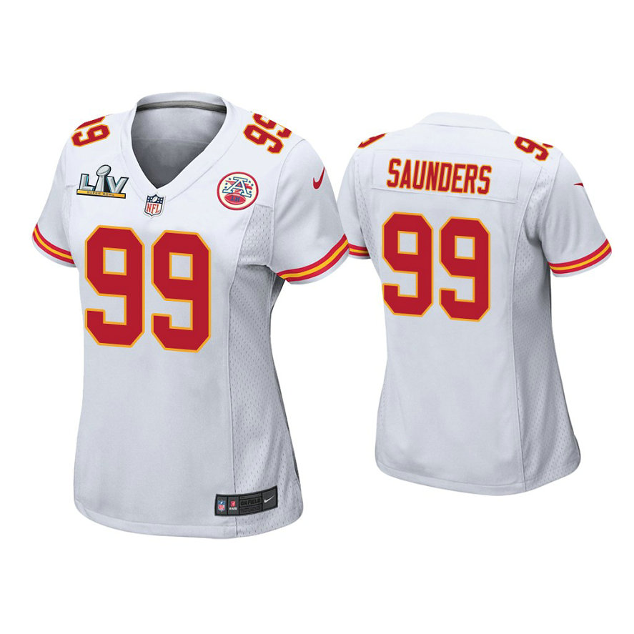 Women's 2021 Kansas City Chiefs #99 Khalen Saunders White Super Bowl LIV White Game Jersey