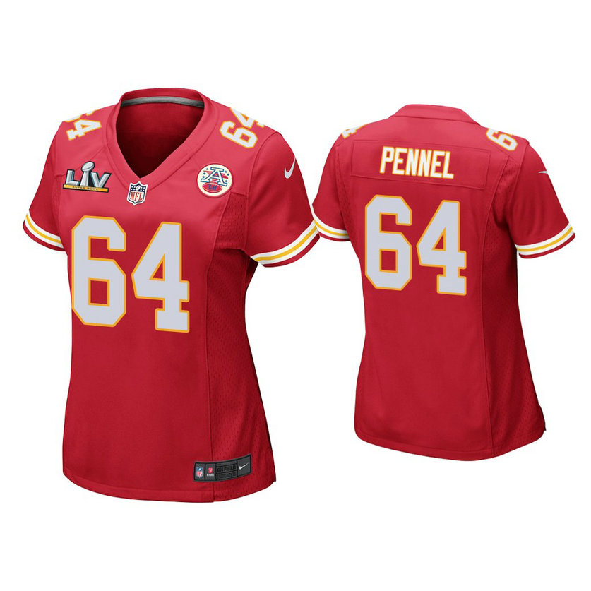 Women's 2021 Kansas City Chiefs #64 Mike Pennel Red Super Bowl LIV Red Game Jersey Women's 2021 Kansas City Chiefs #64 Mike Pennel Red Super Bowl LIV Red Game Jersey