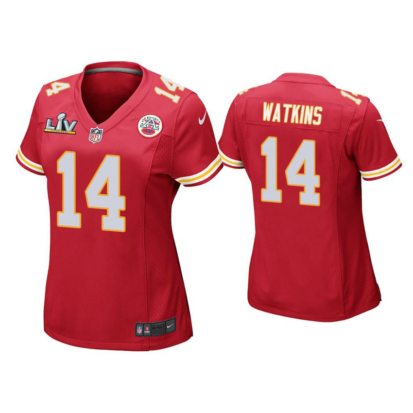 Women's 2021 Kansas City Chiefs #14 Sammy Watkins Red Super Bowl LIV Red Game Jersey Women's 2021 Kansas City Chiefs #14 Sammy Watkins Red Super Bowl LIV Red Game Jersey
