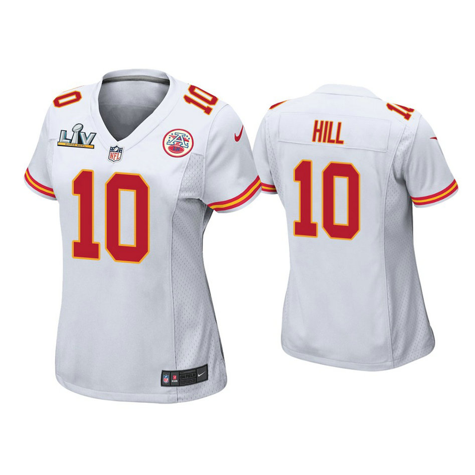 Women's 2021 Kansas City Chiefs #10 Tyreek Hill White Super Bowl LIV White Game Jersey