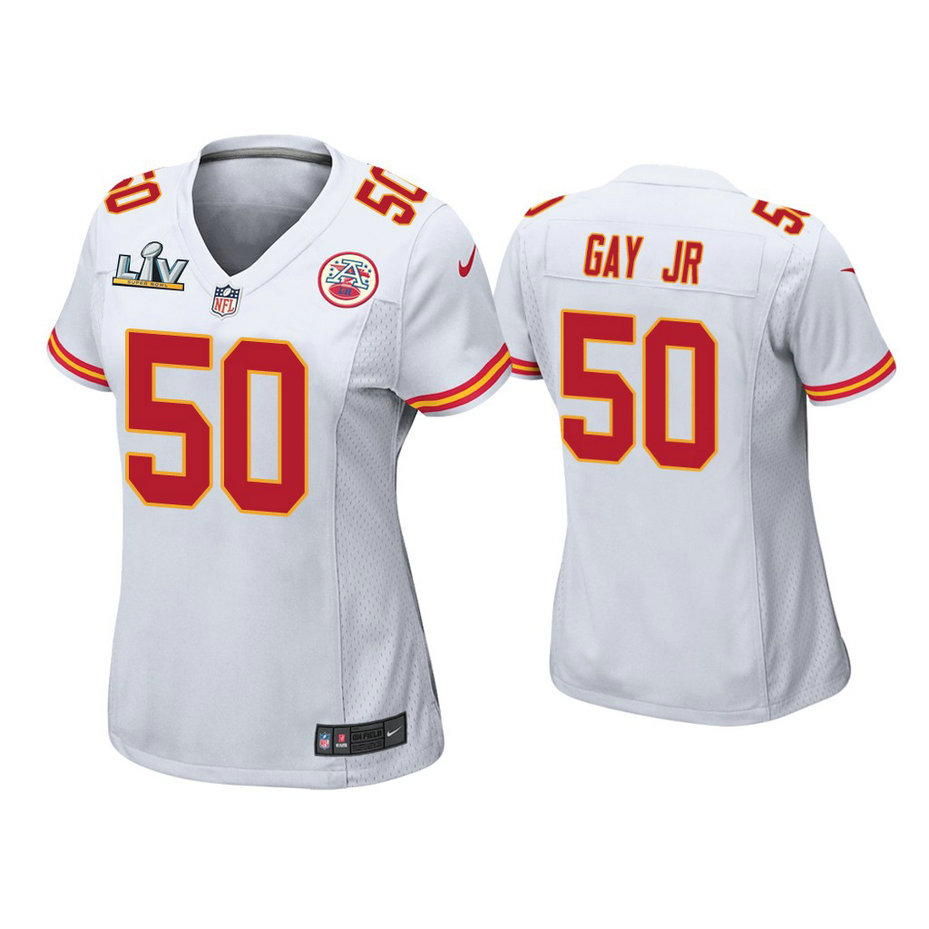 Women's 2021 Kansas City Chiefs #50 Willie Gay Jr. White Super Bowl LIV White Game Jersey