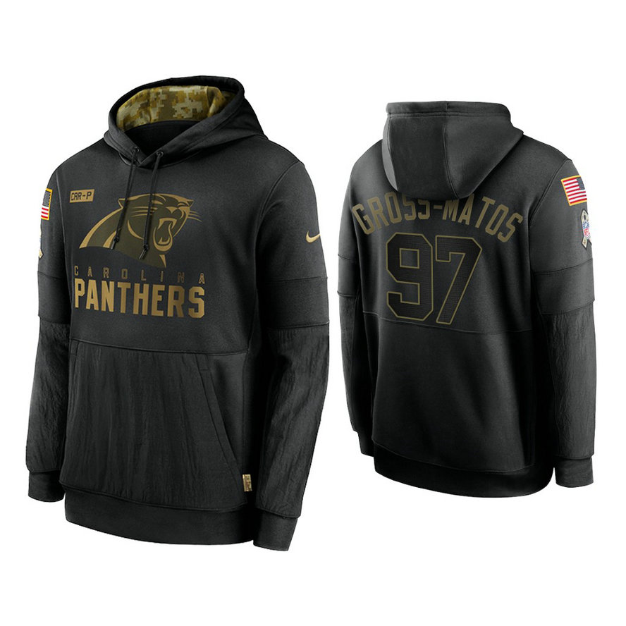 Carolina Panthers #97 Yetur Gross-Matos Black 2020 Salute to Service Sideline Performance Pullover Hoodie Carolina Panthers #97 Yetur Gross-Matos Black 2020 Salute to Service Sideline Performance Pullover Hoodie