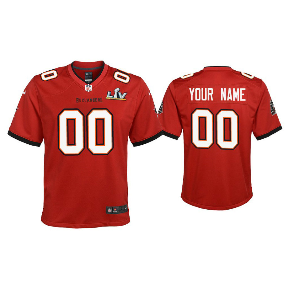 Custom Youth 2021 Tampa Bay Buccaneers #00 Red Super Bowl LIV Red Game Jersey
