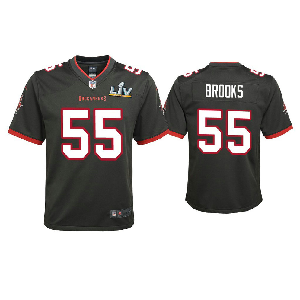 Youth 2021 Tampa Bay Buccaneers #55 Derrick Brooks Pewter Super Bowl LIV Pewter Game Jersey Youth 2021 Tampa Bay Buccaneers #55 Derrick Brooks Pewter Super Bowl LIV Pewter Game Jersey