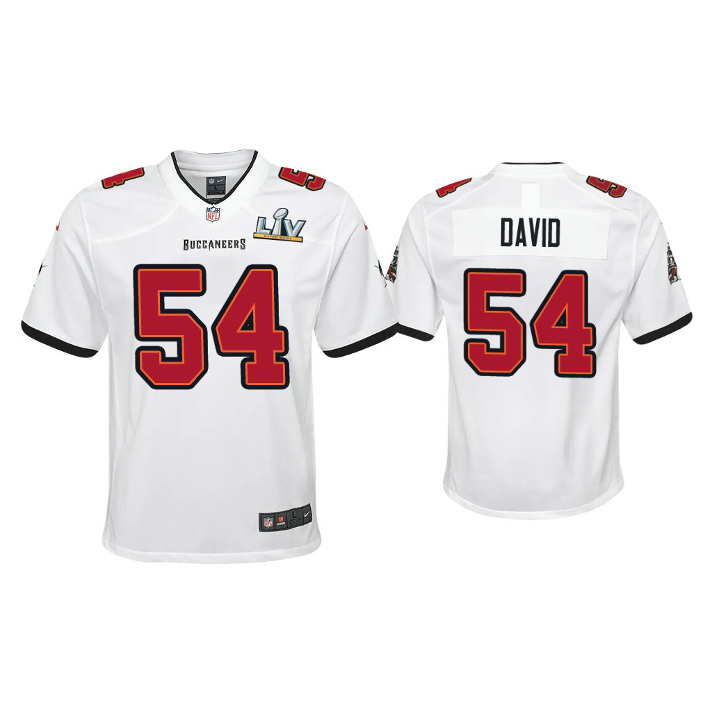 Youth 2021 Tampa Bay Buccaneers #54 Lavonte David White Super Bowl LIV White Game Jersey