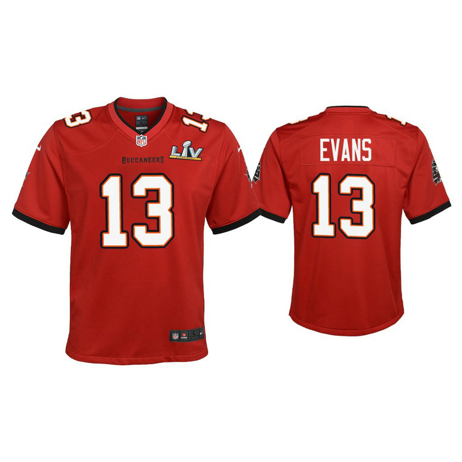 Youth 2021 Tampa Bay Buccaneers #13 Mike Evans Red Super Bowl LIV Red Game Jersey