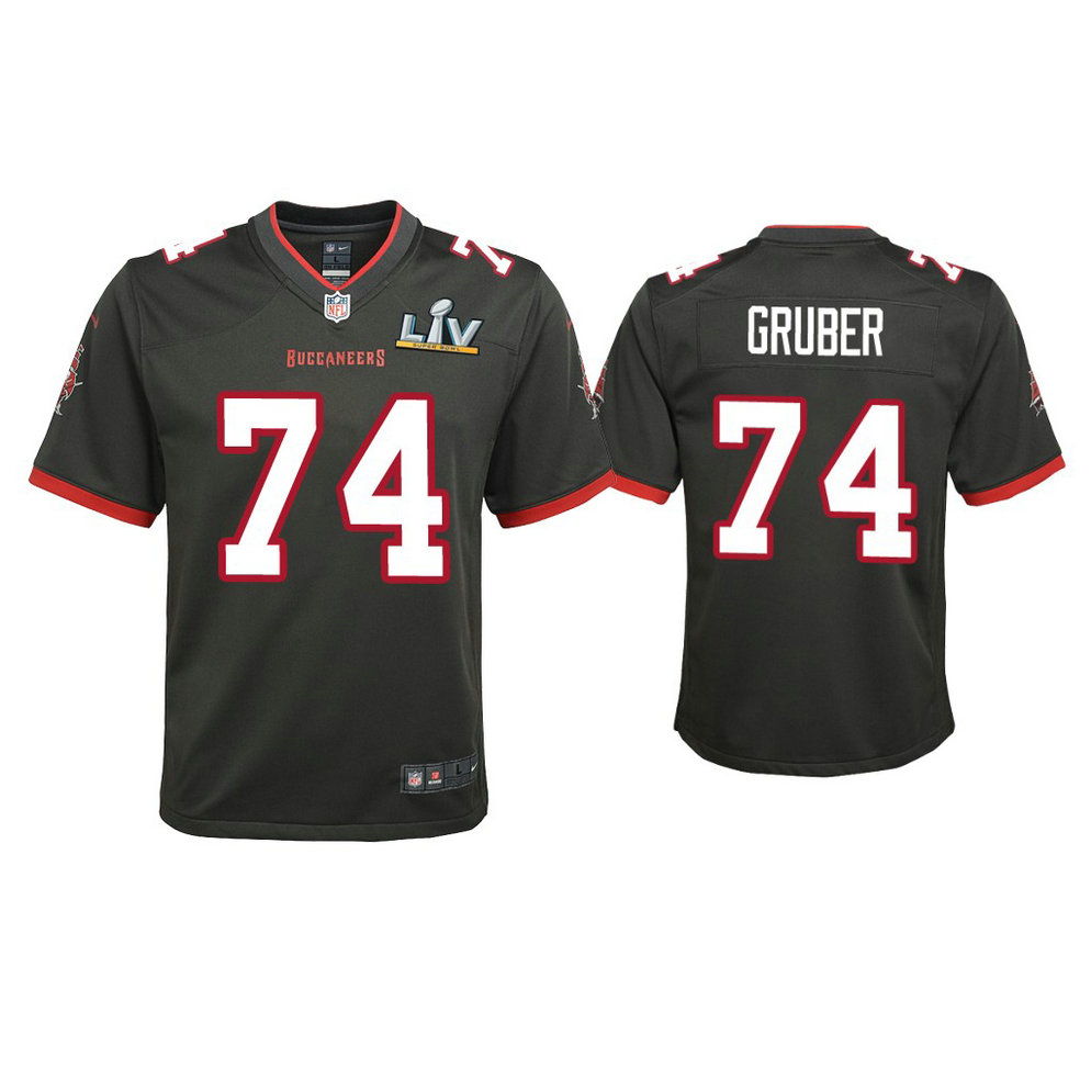 Youth 2021 Tampa Bay Buccaneers #74 Paul Gruber Pewter Super Bowl LIV Pewter Game Jersey