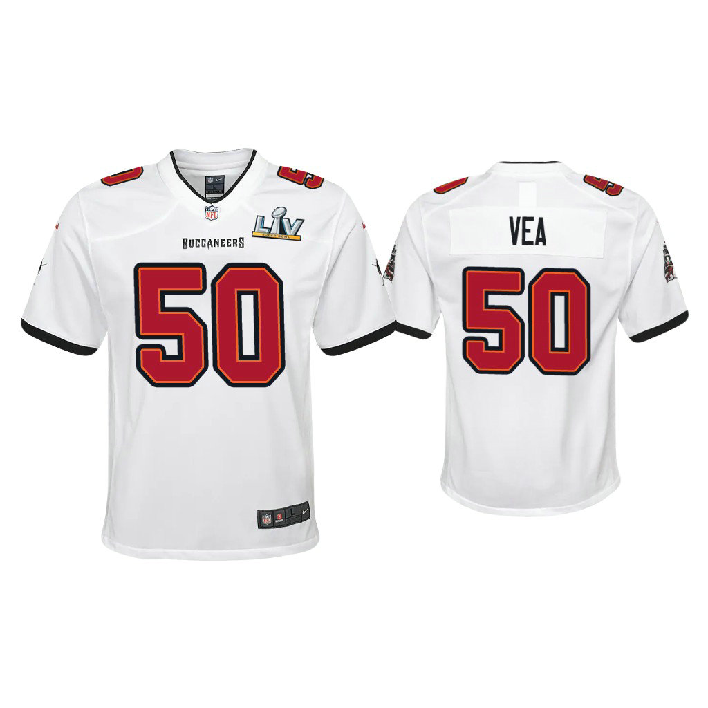 Youth 2021 Tampa Bay Buccaneers #50 Vita Vea White Super Bowl LIV White Game Jersey