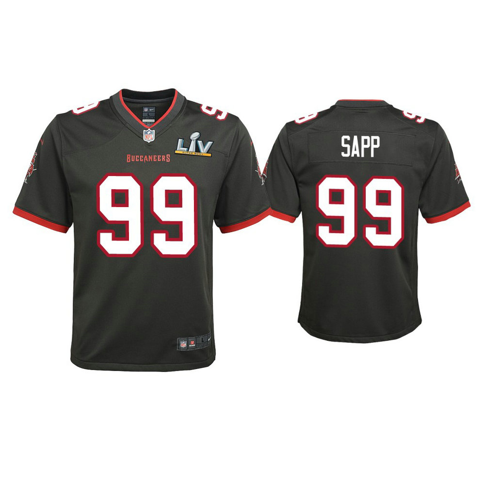 Youth 2021 Tampa Bay Buccaneers #99 Warren Sapp Pewter Super Bowl LIV Pewter Game Jersey Youth 2021 Tampa Bay Buccaneers #99 Warren Sapp Pewter Super Bowl LIV Pewter Game Jersey
