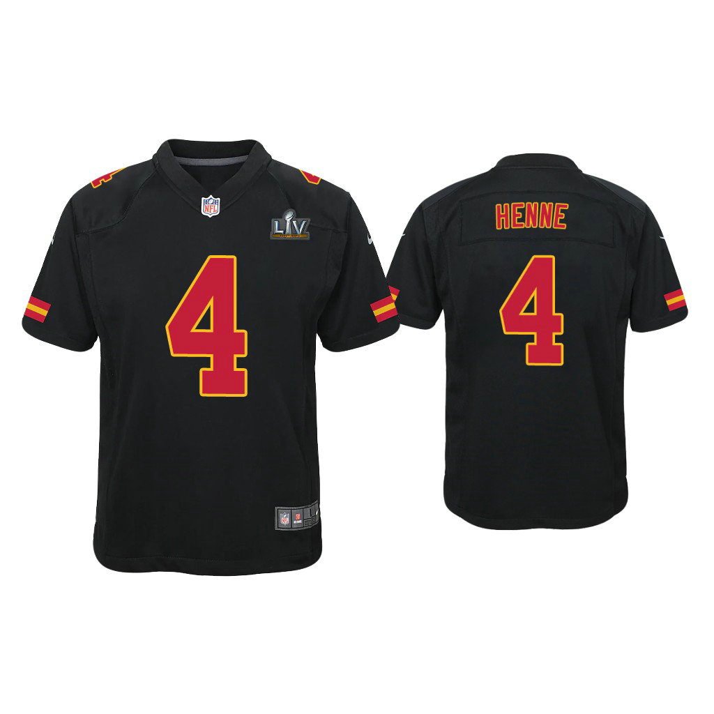 Youth 2021 Kansas City Chiefs #4 Chad Henne Black Super Bowl LIV Black Game Fashion Jersey