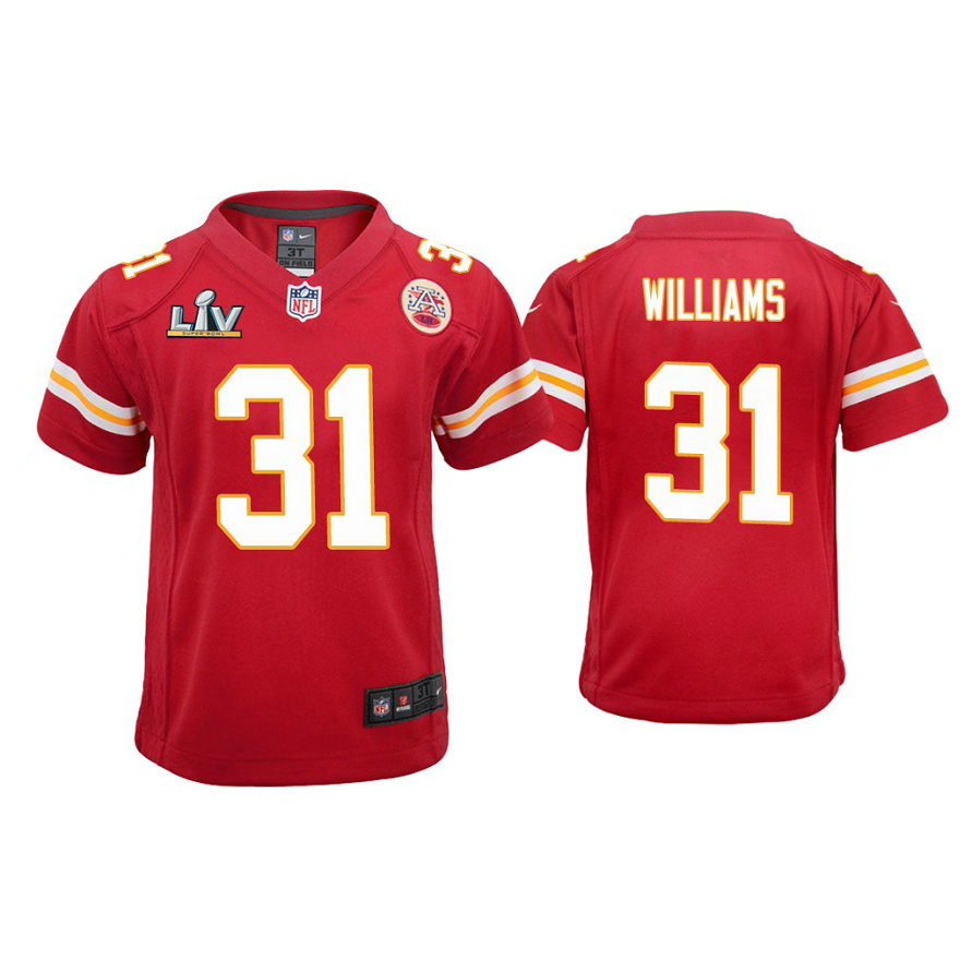 Youth 2021 Kansas City Chiefs #31 Darrel Williams Red Super Bowl LIV Red Game Jersey
