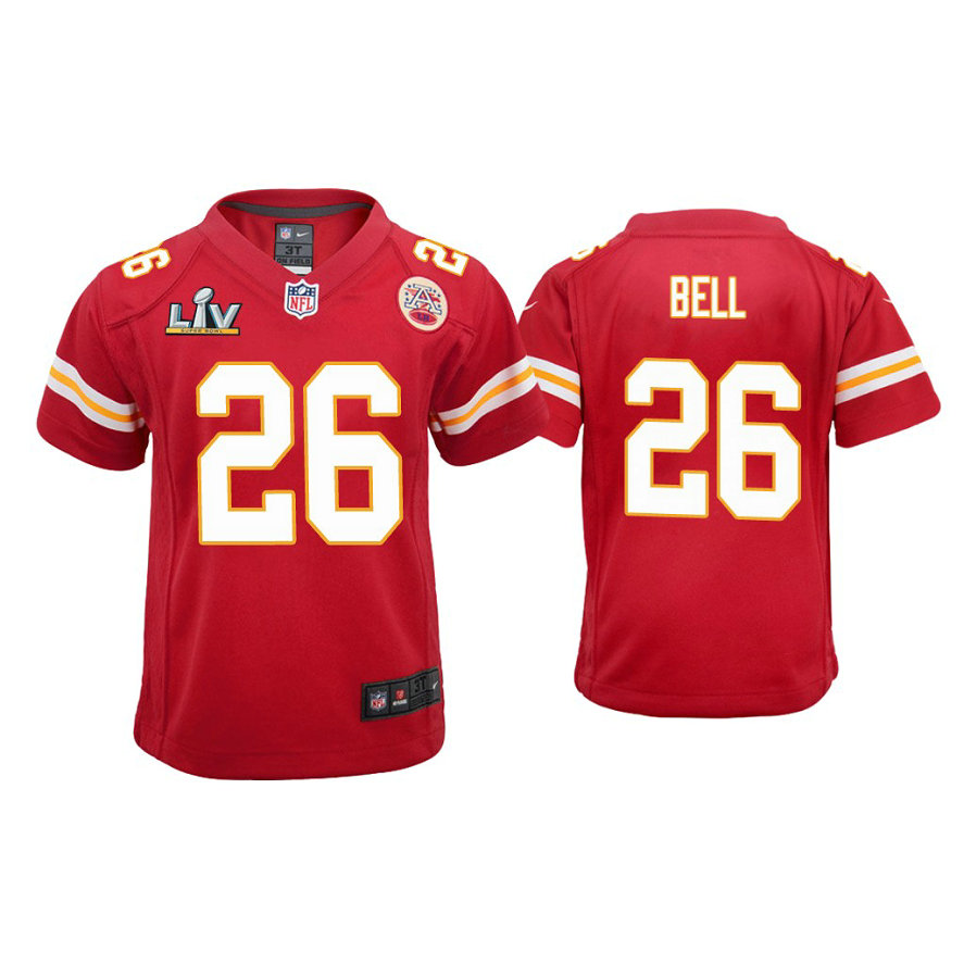 Youth 2021 Kansas City Chiefs #26 Le'Veon Bell Red Super Bowl LIV Red Game Jersey