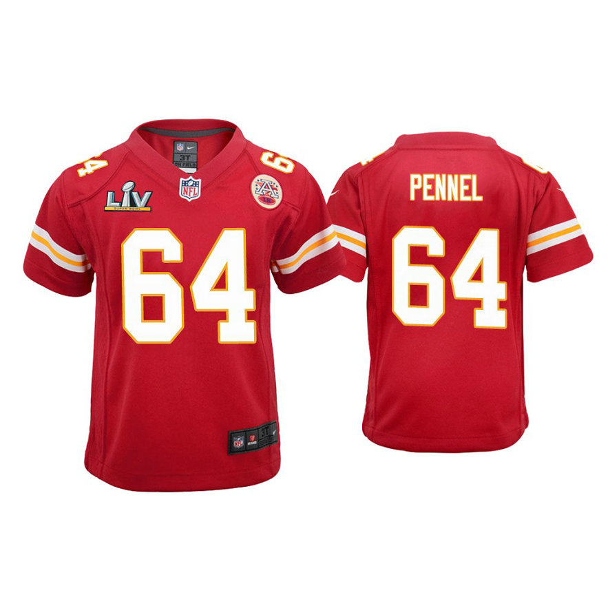 Youth 2021 Kansas City Chiefs #64 Mike Pennel Red Super Bowl LIV Red Game Jersey Youth 2021 Kansas City Chiefs #64 Mike Pennel Red Super Bowl LIV Red Game Jersey