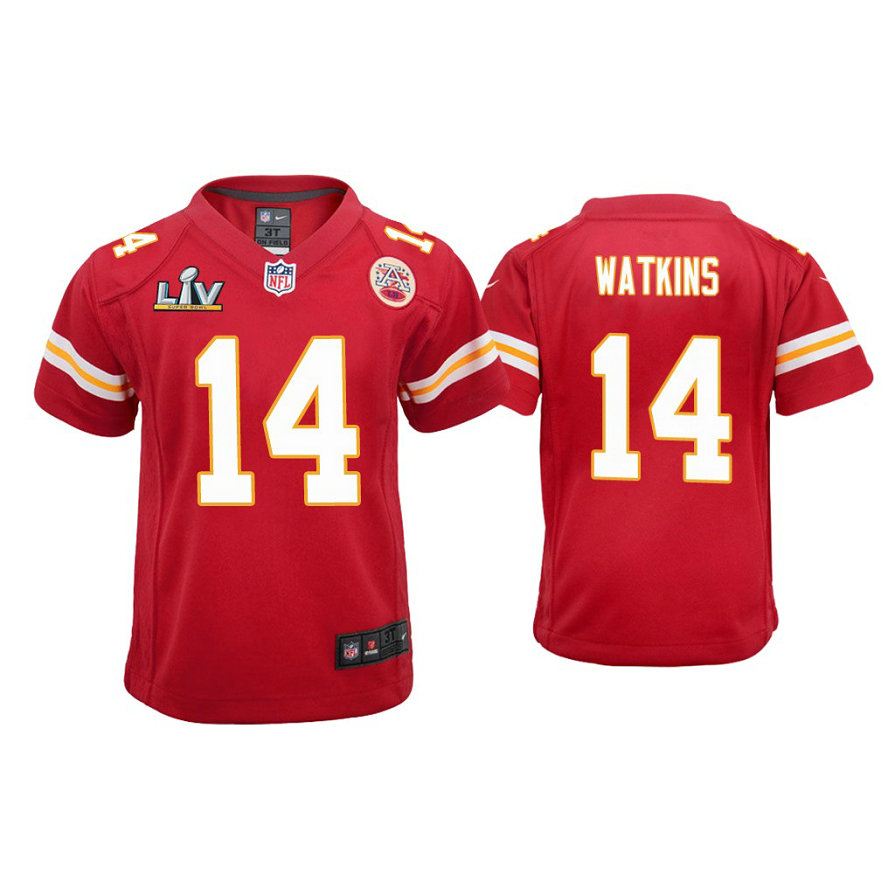 Youth 2021 Kansas City Chiefs #14 Sammy Watkins Red Super Bowl LIV Red Game Jersey Youth 2021 Kansas City Chiefs #14 Sammy Watkins Red Super Bowl LIV Red Game Jersey