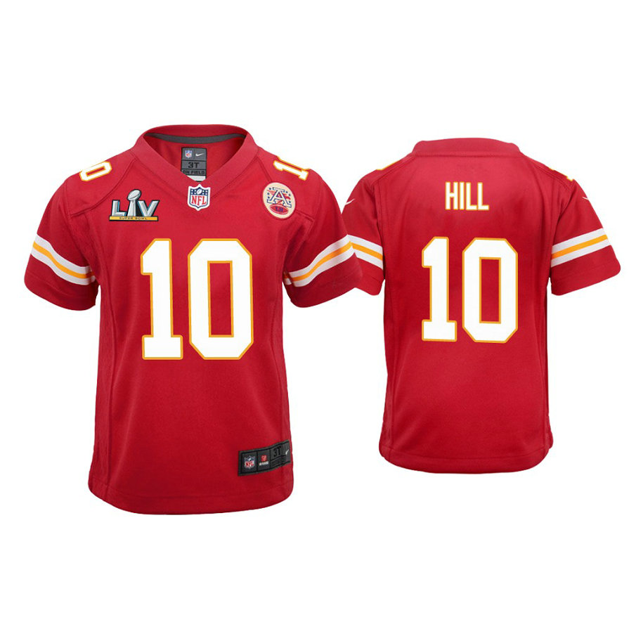 Youth 2021 Kansas City Chiefs #10 Tyreek Hill Red Super Bowl LIV Red Game Jersey
