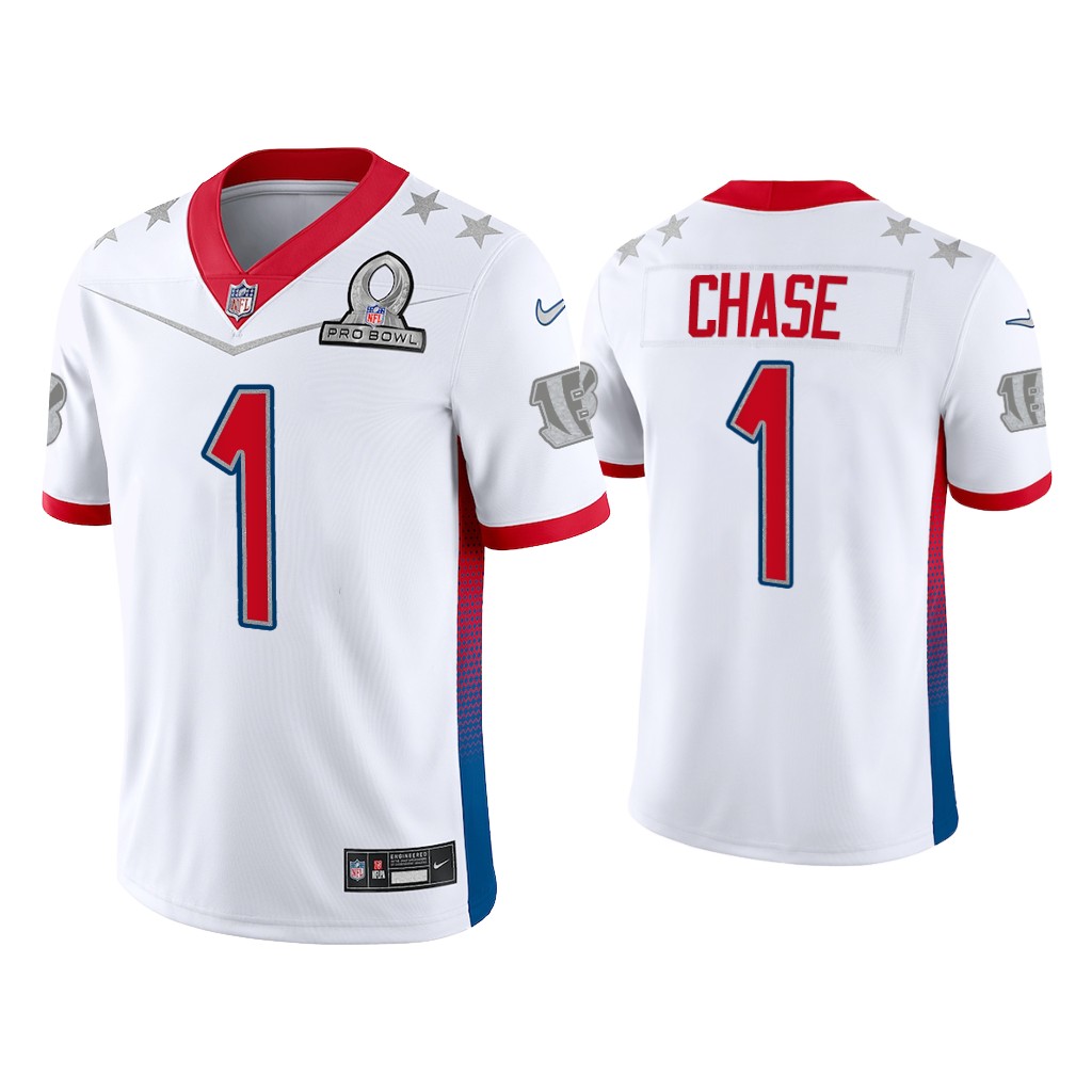 Cincinnati Bengals #1 Ja'Marr Chase White Game 2022 AFC Pro Bowl Jersey