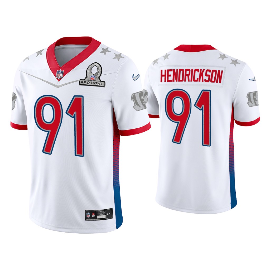 Cincinnati Bengals #91 Trey Hendrickson White Game 2022 AFC Pro Bowl Jersey Cincinnati Bengals #91 Trey Hendrickson White Game 2022 AFC Pro Bowl Jersey